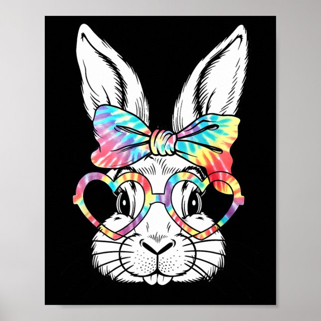 Niedliche Kaninchenfront Gefärbte Krawatte Gles Gi Poster (Vorne)