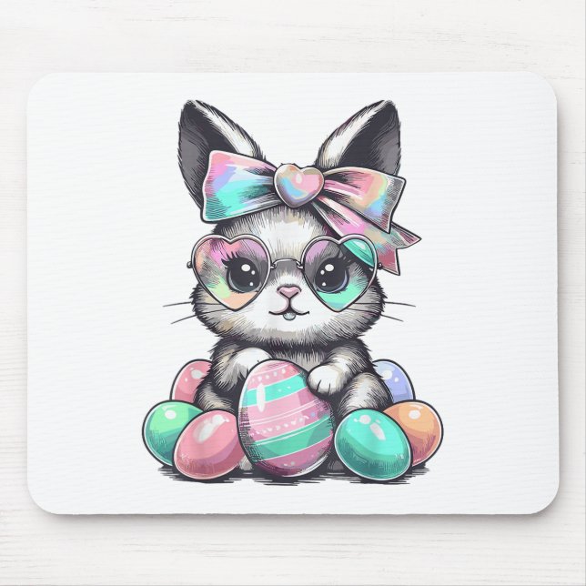Niedliche Kaninchenfront Gefärbte Krawatte Gletsch Mousepad (Vorne)