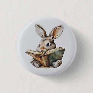 Niedliche Kaninchenlesekinder Button