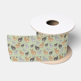 Niedliche Kaninchenmuster neutrale Farben Ostern Satinband