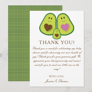 Niedliche Karierte Avocado Gender Neutral Baby Dus Dankeskarte