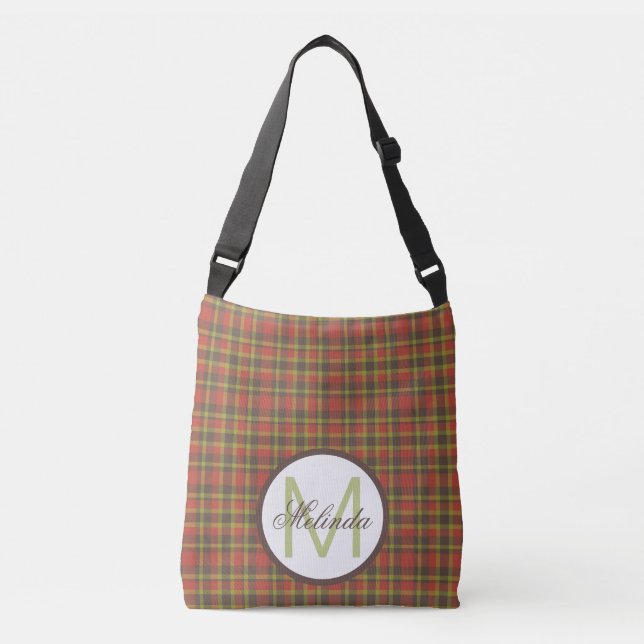 Niedliche Karierte Monogram Baby Diaper Packung Tragetaschen Mit Langen Trägern (Vorderseite)
