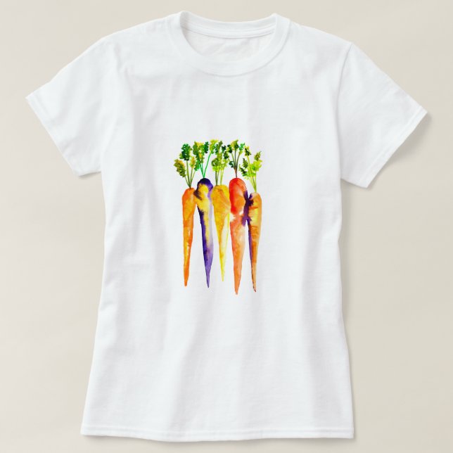 Niedliche Karotten Aquarellkunst T-Shirt (Design vorne)