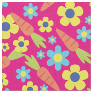 Niedliche Karotten und Blume Frühjahr Ostern Stoff