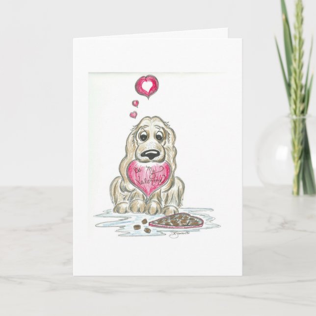 Niedliche Karte Cartoon-Cockerspanielvalentines (Vorderseite)