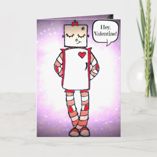 Niedliche Karte Comic-Art-Robotervalentines Tages
