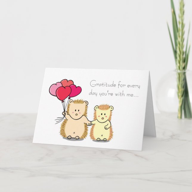 Niedliche Karte Igels-Paar-Cartoonvalentines Tages (Vorderseite)