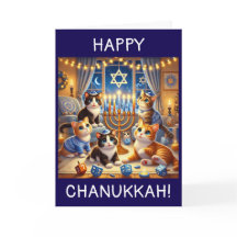 Niedliche Kätzchen, die dreidelige Chanukah-Karte 
