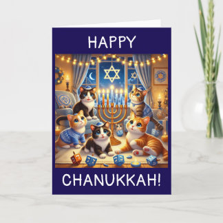 Niedliche Kätzchen, die dreidelige Chanukah-Karte  Dankeskarte