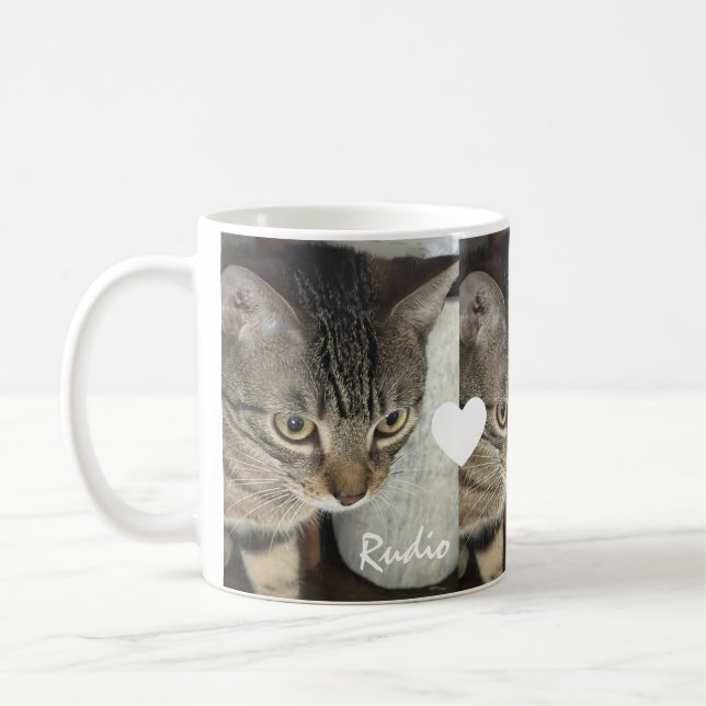 Niedliche Kätzchen Drei Fotos Herzname Haustier Kaffeetasse (Links)