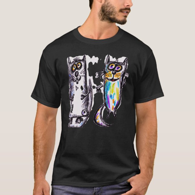 Niedliche Kätzchen humorvolle Kunstdarstellung meo T-Shirt (Vorderseite)