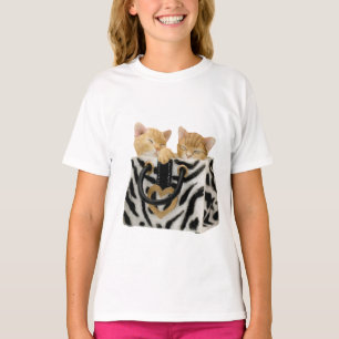 Niedliche Kätzchen in der Zebra-Druck-Handtasche T-Shirt