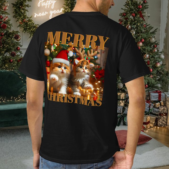 Niedliche Kätzchen mit dem Weihnachtsmann und Rent T-Shirt (Von Creator hochgeladen)