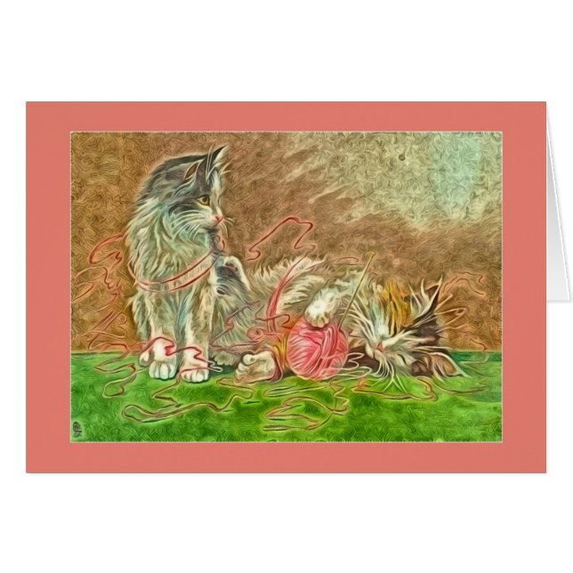 Niedliche Kätzchen mit Garn (Vorderseite (Horizontal))