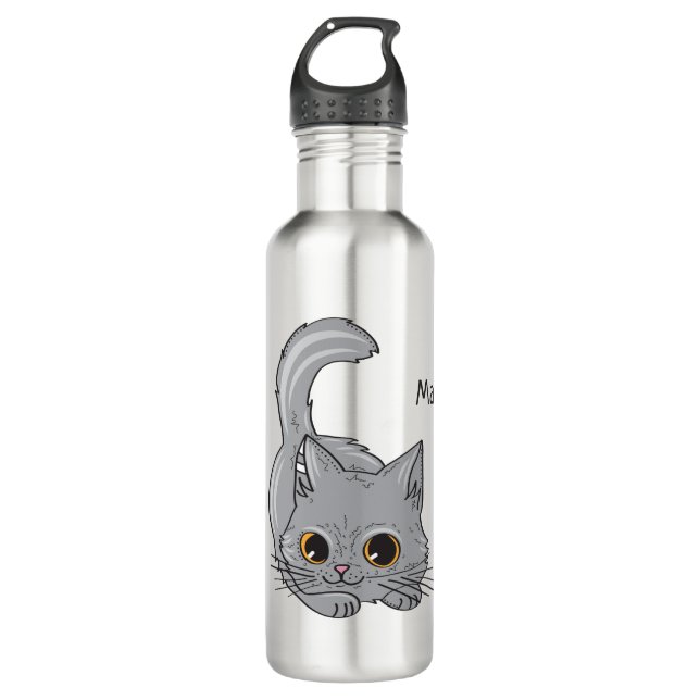 Niedliche Kätzchen-Name-Wasserflaschen Edelstahlflasche (Vorderseite)