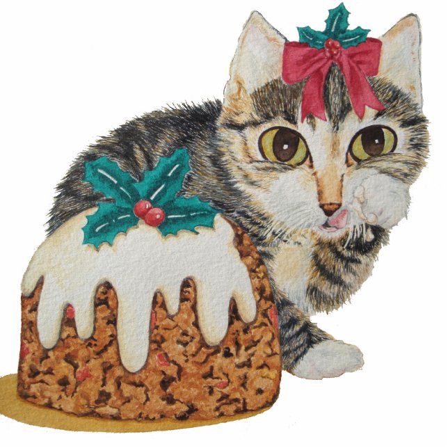 niedliche Kätzchen-Tabby-Katze Fotoskulptur Ornament (Vorne)