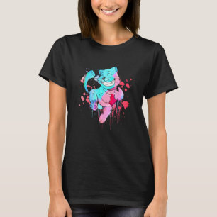 Niedliche Kätzchen umarmt eine herzfarbenfrohe Kun T-Shirt