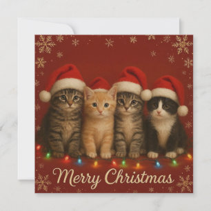 Niedliche Kätzchen Weihnachtskarte. Feiertagskarte