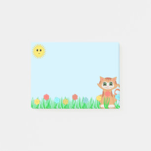 Niedliche Kätzchenkatze auf Hellblau Post-it Klebezettel