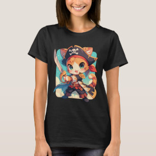 Niedliche Katze as Pirate Kawaii Anime T-Shirt