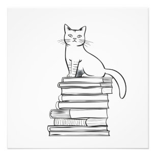 Niedliche Katze auf Büchern Fotodruck