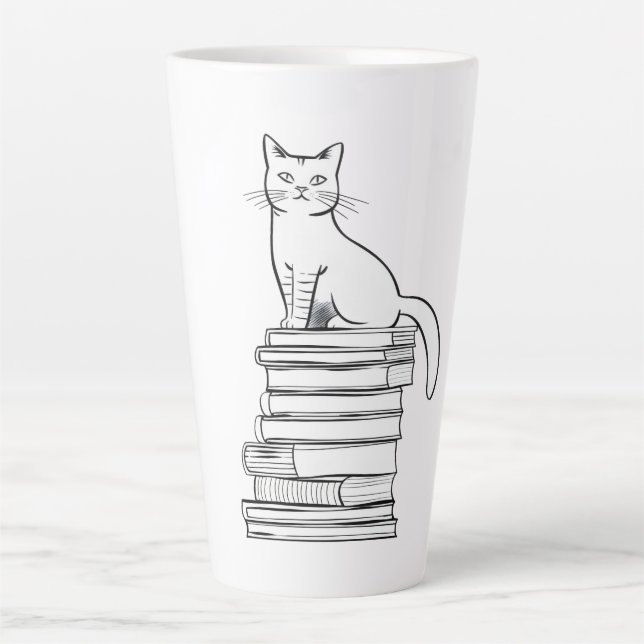 Niedliche Katze auf Büchern Milchtasse (Vorderseite)