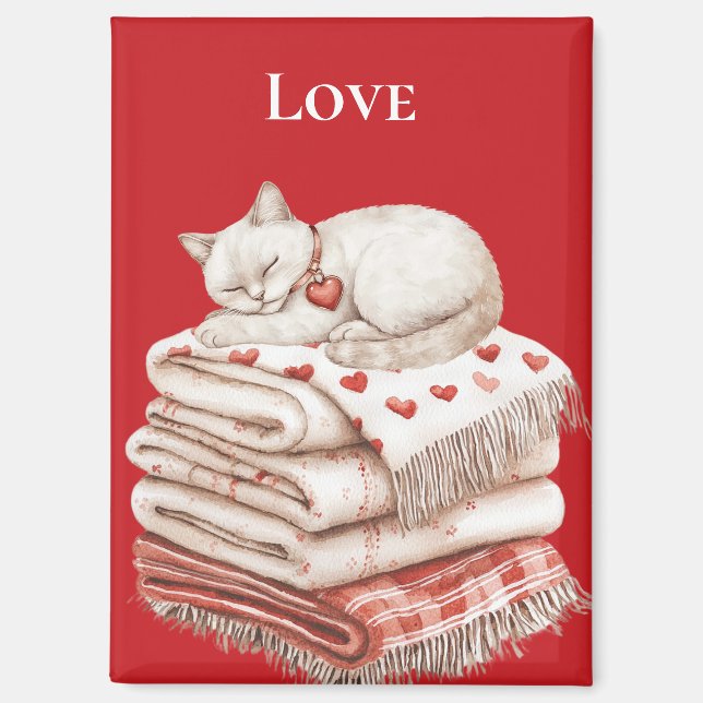 Niedliche Katze auf den Decken Magnet (Vorderseite)