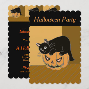 Niedliche Katze auf eine KürbisHalloween-Einladung Einladung