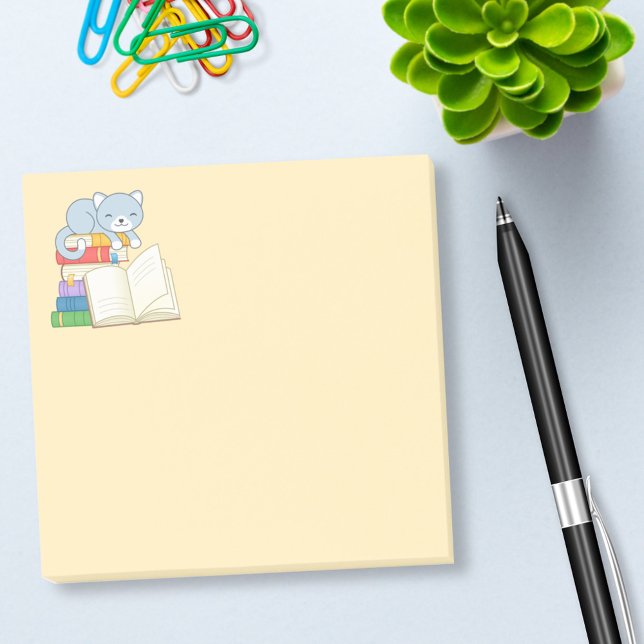 Niedliche Katze auf einem Buchstapel Post-it Klebezettel (Von Creator hochgeladen)