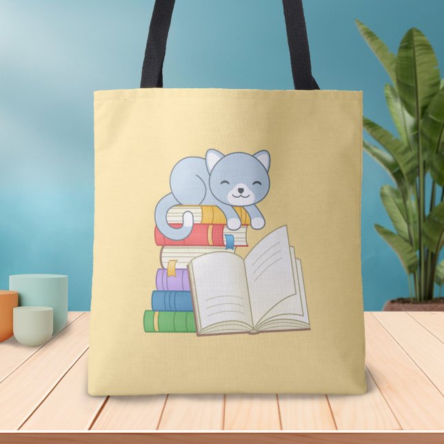 Niedliche Katze auf einem Buchstapel Tasche (Von Creator hochgeladen)