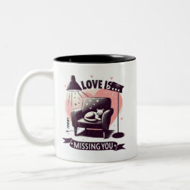 Niedliche Katze auf Sessel Vermisste Liebe Zweifarbige Tasse
