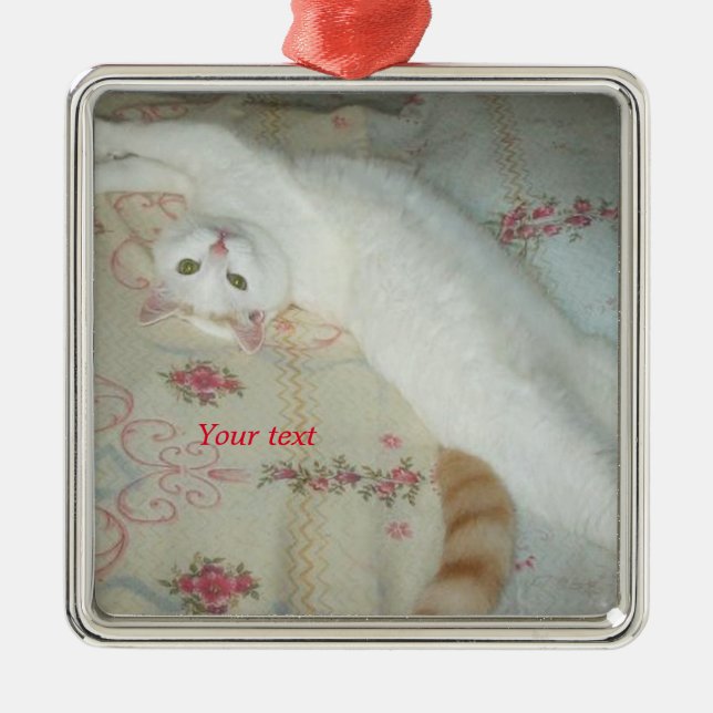 Niedliche Katze ausgestreckt Ornament Aus Metall (Vorne)