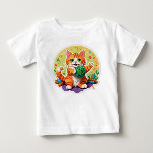 Niedliche Katze Baby T-shirt (Vorderseite)