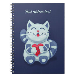 Niedliche Katze Blaue Valentine Kinder Notizblock