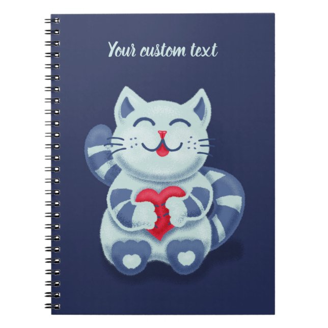 Niedliche Katze Blaue Valentine Kinder Notizblock (Vorderseite)