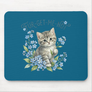 Niedliche Katze & Blumen Fur-get-me-not-Geschenk F Mousepad