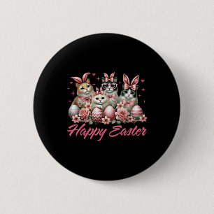 Niedliche Katze Bunny Happy Osterkatze Lover Kitty Button