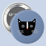 Niedliche Katze Button<br><div class="desc">Eine bezaubernde schwarz-weiße Katze auf einem mittelblauen Hintergrund. Originelle Kunst von Nic Squirrell.</div>