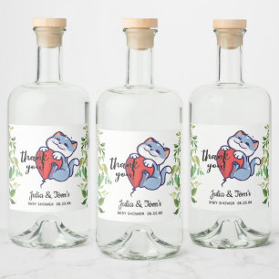 Niedliche Katze Danke Baby Dusche Flasche Etikett