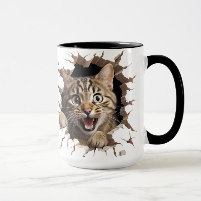 niedliche Katze, die aus der Wand schaut Tasse (Rechts)