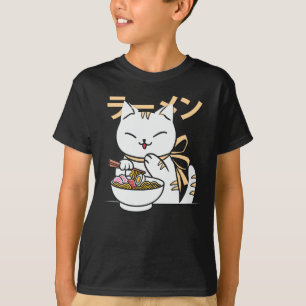 Niedliche Katze Eating Ramen Geschenk für Katzen T-Shirt