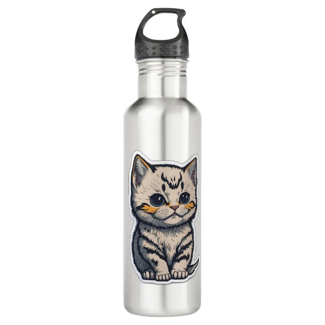 niedliche Katze Edelstahlflasche (Vorderseite)
