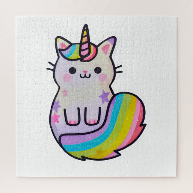 Niedliche Katze Einhorn Regenbogen (Vertikal)