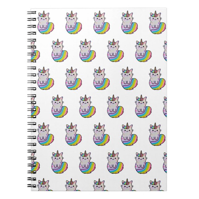 Niedliche Katze Einhorn Regenbogen Notizblock (Vorderseite)