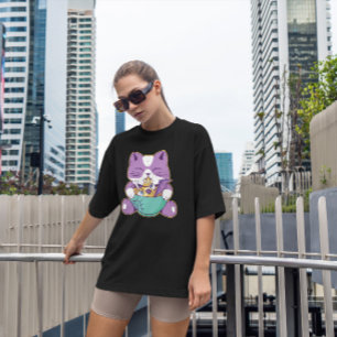 Niedliche Katze Eisst Halloween Ramen T-Shirt