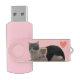 Niedliche Katze, Engel & Herz auf Korallenrosa USB Stick (Geöffnet)