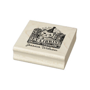Niedliche Katze Exlibris Gummistempel