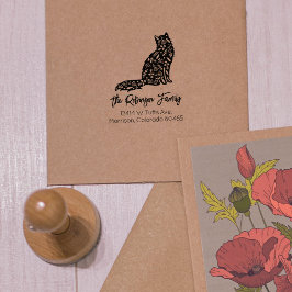 Niedliche Katze, familiäre Rücksendeadresse Gummistempel