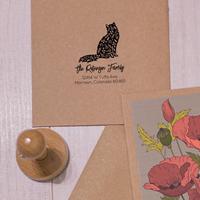 Niedliche Katze, familiäre Rücksendeadresse Gummistempel (Von Creator hochgeladen)