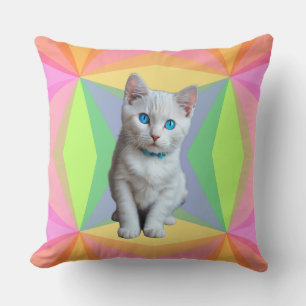Niedliche Katze, farbiger Regenbogen Kissen